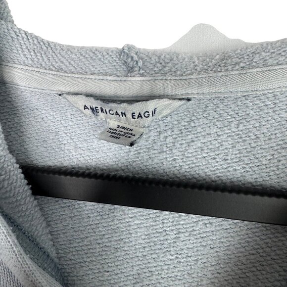American Eagle Women's‎ Size Small Blue Marbled Hoodie With Lace-Up Detail - Picture 2 of 11